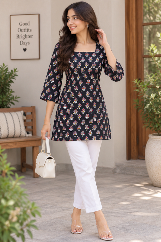 Midnight Bloom Kurti