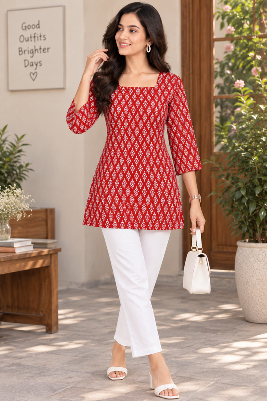 Red Ikat Kurti