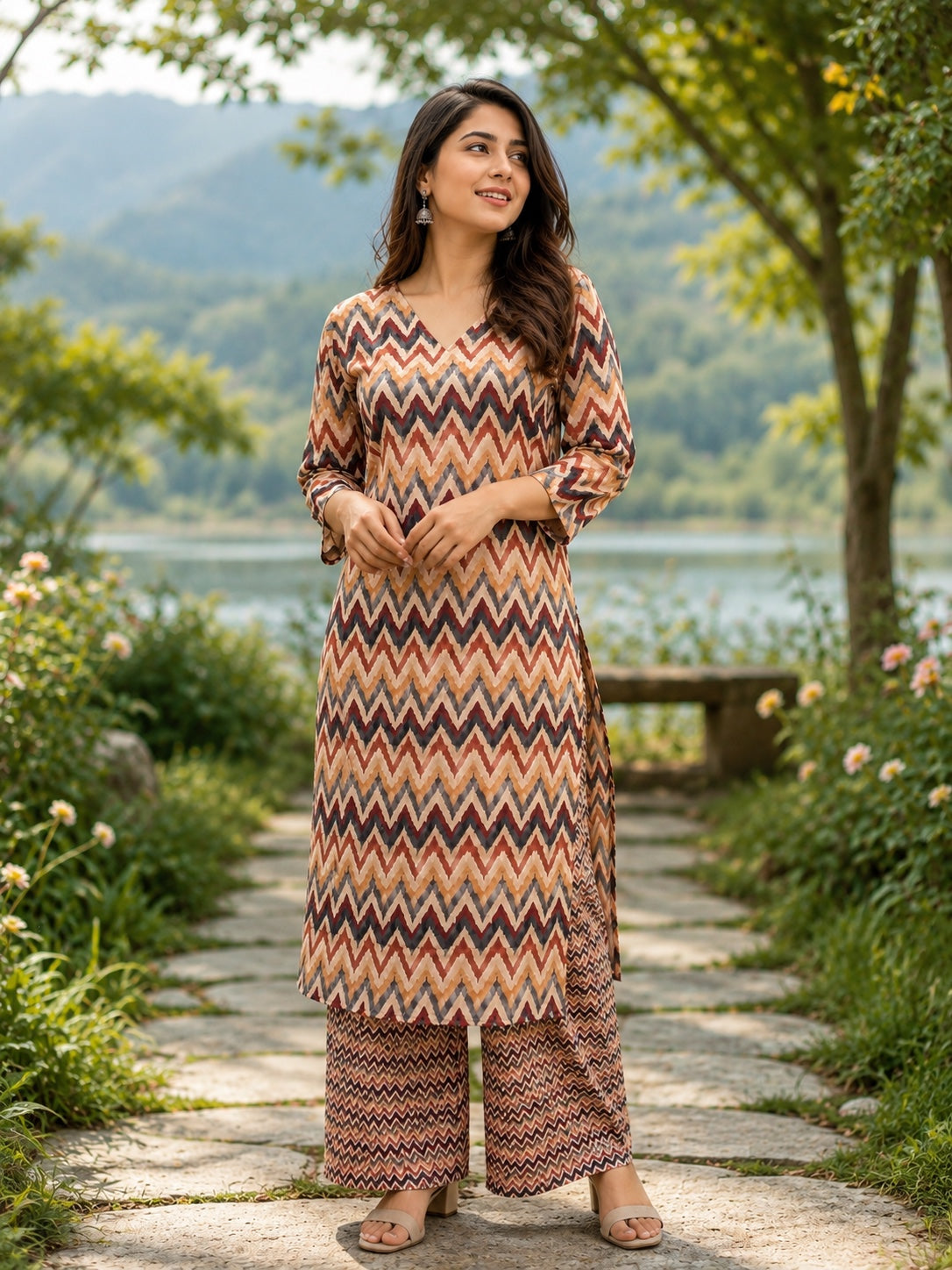 Zigzag Earthtone Co-Ord Set